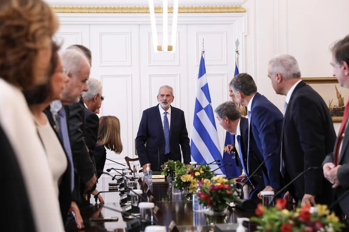 Until the June 25 election, Greece is under a caretaker government headed by a senior judge as interim prime minister.