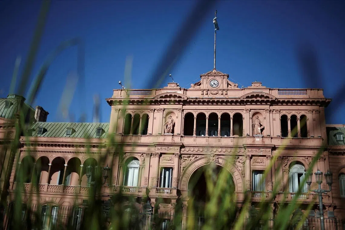 FILE PHOTO: A view of the Casa Rosada Presidential Palace, in Buenos Aires, Argentina, September 24, 2025. REUTERS/Agustin Marcarian/File Photo