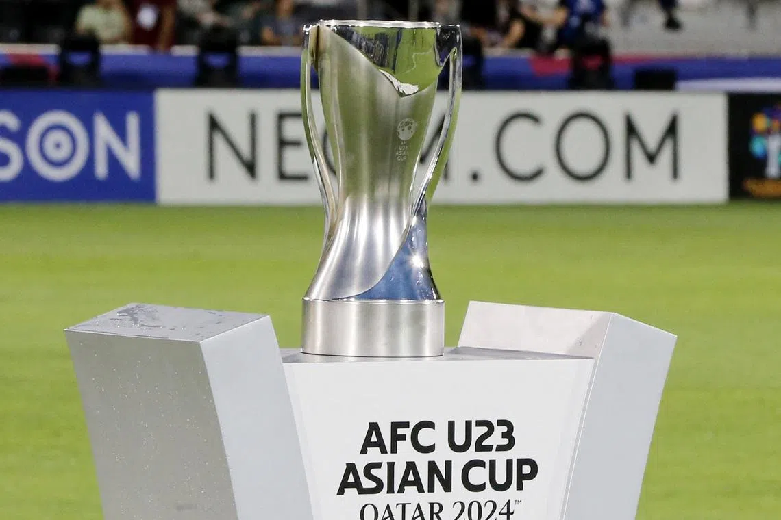 Soccer Football - AFC U-23 Asian Cup - Final - Japan v Uzbekistan - Jassim Bin Hamad Stadium, Doha, Qatar - May 3, 2024 General view of the trophy before the match REUTERS/Ibraheem Al Omari