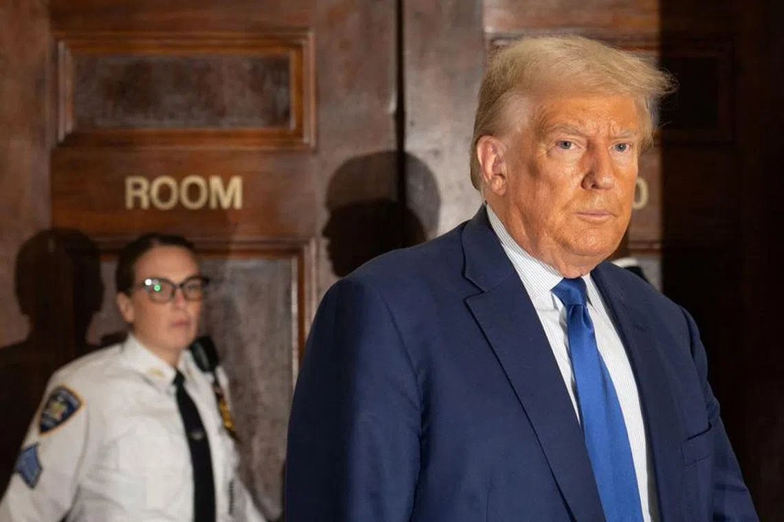 Former U.S. President Donald Trump attends the Trump Organization civil fraud trial, in New York State Supreme Court in the Manhattan borough of New York City, U.S., October 25, 2023. REUTERS/Jeenah Moon/File Photo