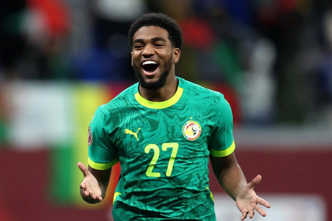 Soccer Football - CAF Africa Cup of Nations - Morocco 2025 - Round of 16 - Senegal v Sudan - Tangier Grand Stadium, Tangier, Morocco - January 3, 2026 Senegal's Ibrahim Mbaye celebrates scoring their third goal REUTERS/Amr Abdallah Dalsh/File Photo