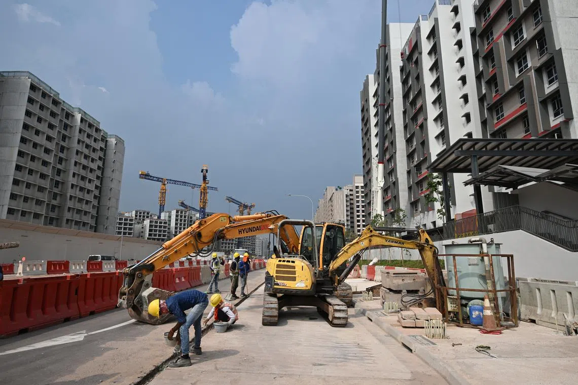 Construction of a road next to the Plantation Grange BTO project in Tengah on Oct 9.