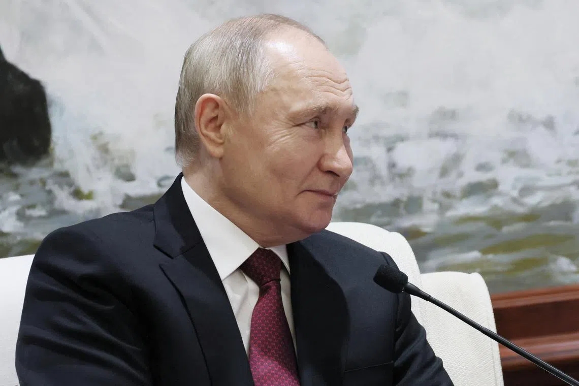 Russian President Vladimir Putin attends a meeting with Chinese Vice President Han Zheng in Harbin, China, May 17, 2024. Sputnik/Mikhail Metzel/Pool via REUTERS