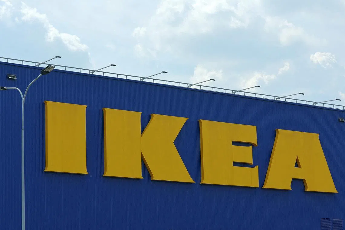 FILE PHOTO: A view shows the logo of IKEA on a closed store in Kotelniki outside Moscow, Russia July 5, 2022. REUTERS/Evgenia Novozhenina/File Photo