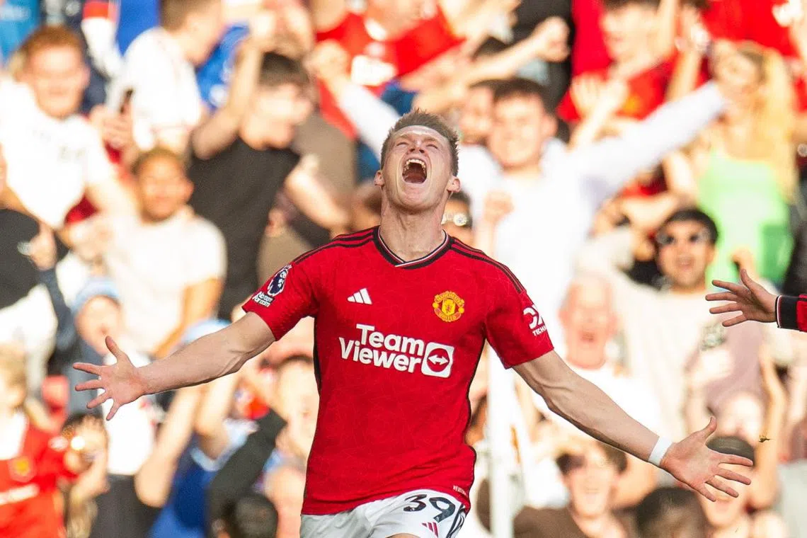 Manchester United's Scott McTominay celebrates after scoring the winning goal.