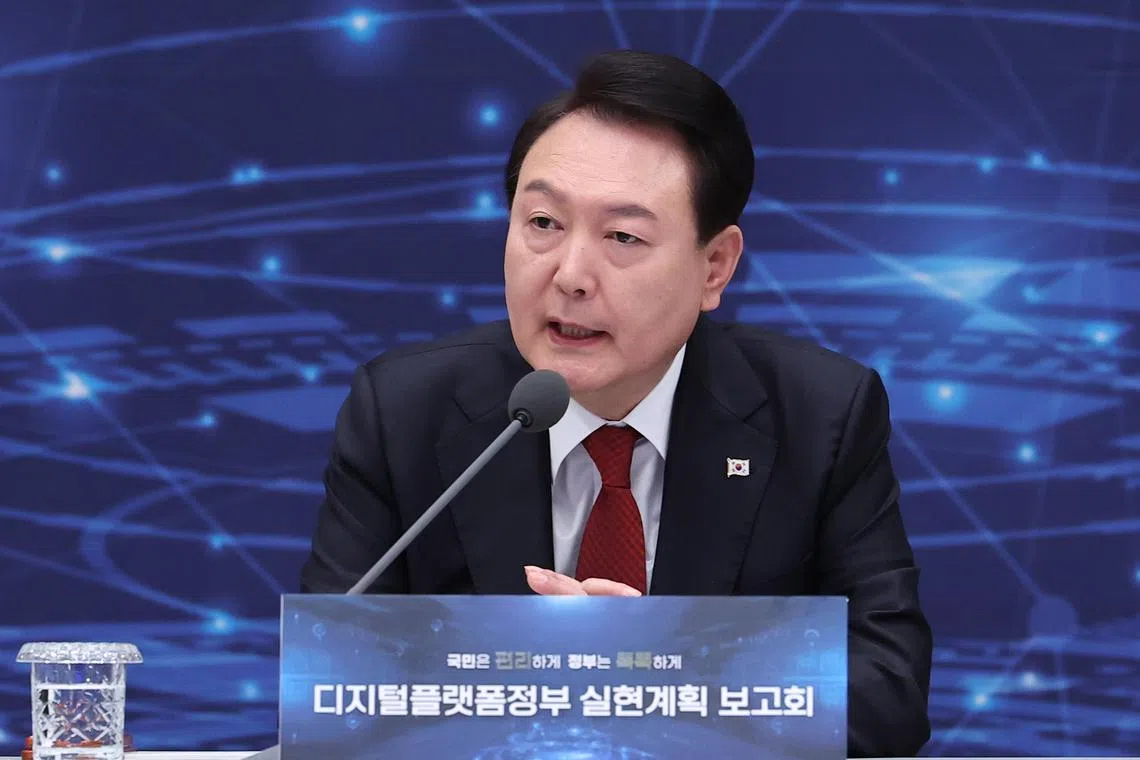 Support for South Korea's President Yoon Suk Yeol dropped 4 percentage points to 27 per cent in a weekly tracking poll.