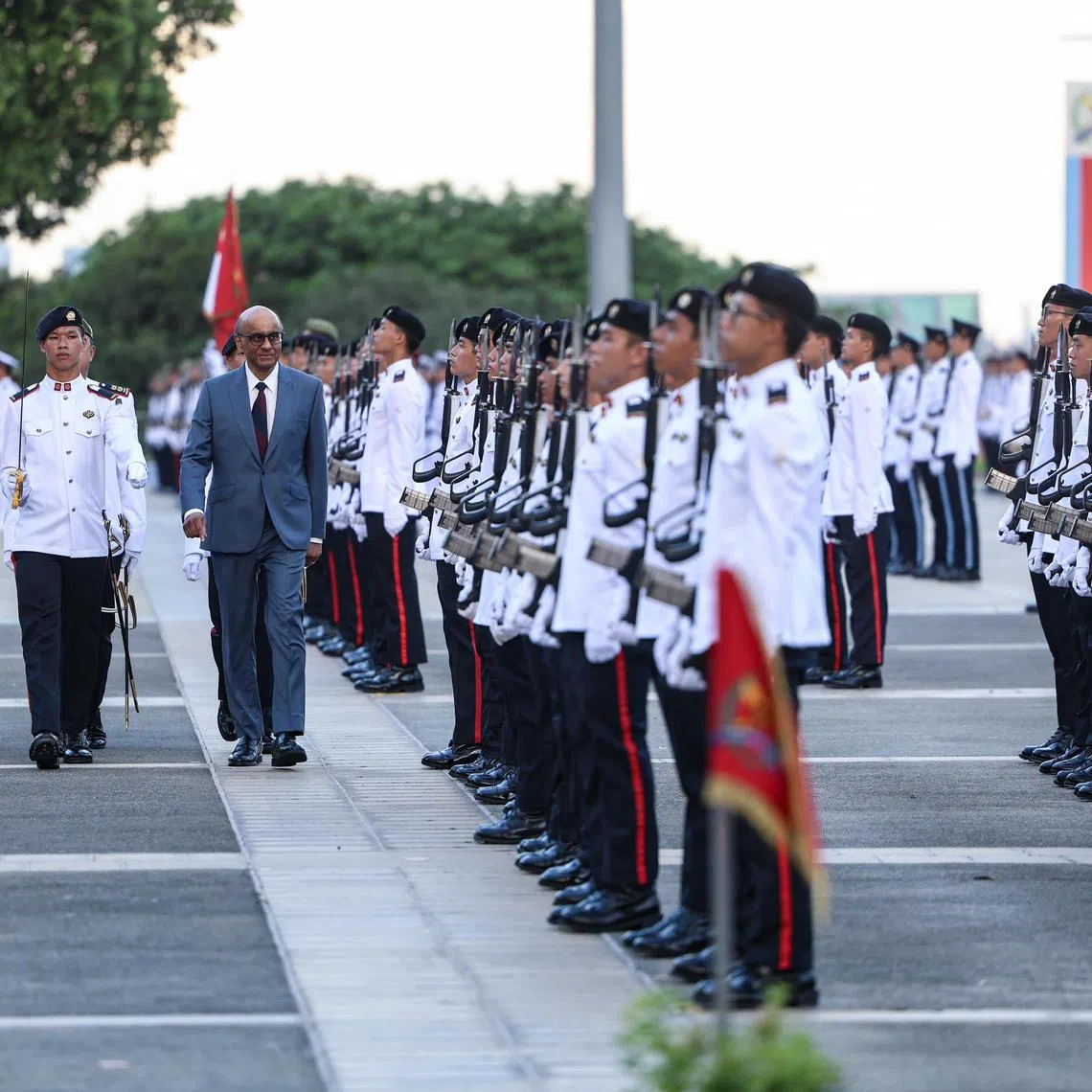 A total of 444 cadets, comprising 349 from the Singapore Army, 53 from the Republic of Singapore Navy and 42 from the Republic of Singapore Air Force, were commissioned as officers of the Singapore Armed Forces.