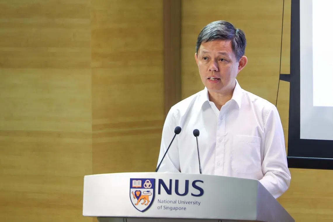 CMG20240320-PekYL01白艳琳/许翔宇 安诗一Launch of the inaugural Ideas Festival to promote Social Science and Humanities research [NUS University Hall, the Auditorium, UHL-02, Lee Kong Chian Wing, 21 Lower Kent Ridge Road, Singapore 119077] 


Minister for Education Mr Chan Chun Sing giving his speech during the Launch of the inaugural Ideas Festival to promote Social Science and Humanities research at the NUS University Hall on March 20, 2024.