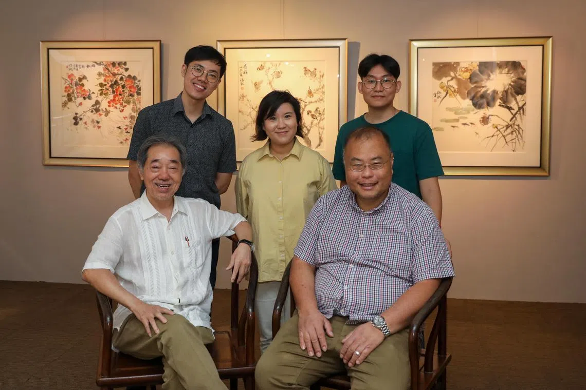 ST20240807_202411300464/shbasah14/LutherLau/Shawn Hoo/
Profile shots of the gallerists, Mr Terence Teo, 71, Director of Cape of Good Hope Art Gallery(Bottom Left), Mr Teo Zi Xiang, 29 , Manager of Cape of Good Hope Art Gallery(Top Left), Ms Valerie Anne Lim, 39, Gallery Director of Art Commune Gallery (Middle), Mr Su Zi Sing, 28, Owner of Converge Art Gallery(Top Right), Mr Ho Sou Ping, 52, Founder and Director of Artcommune Galley. Taken at Cape of Good Hope Art Gallery at bras basah complex.