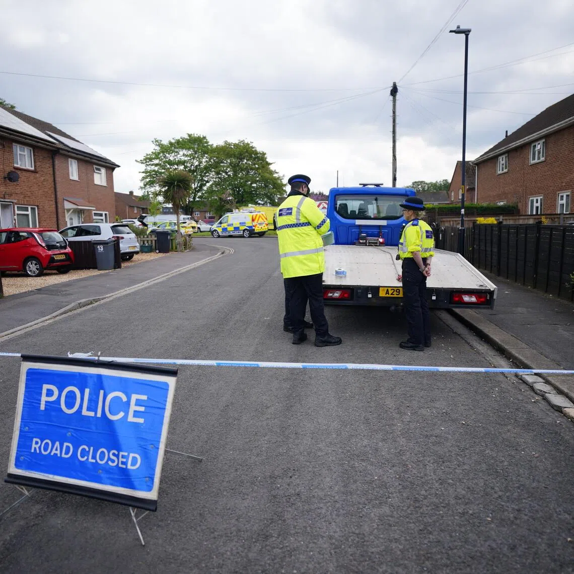 Emergency services at the scene, where two adults have died after an explosion at a house in Sterncourt Road, Bristol, on May 3.