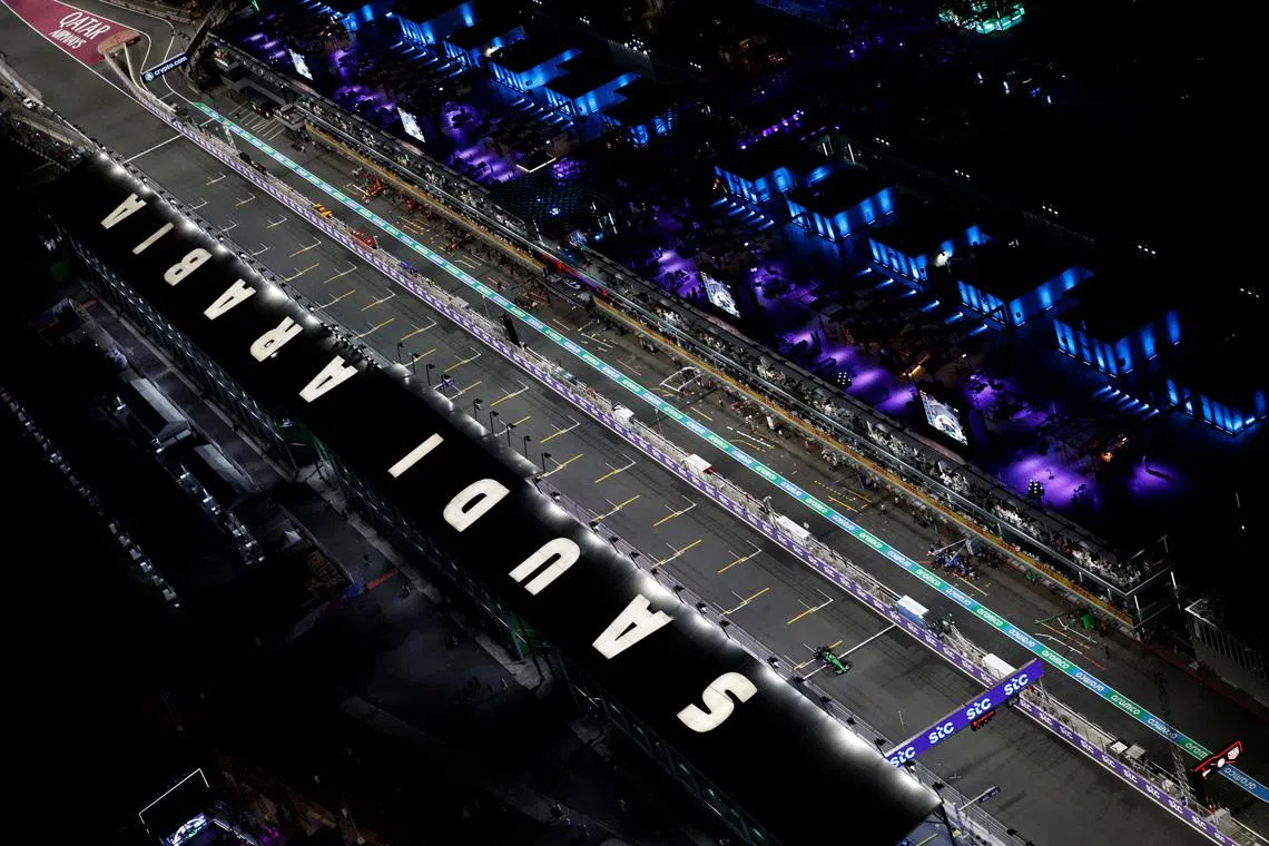 FILE PHOTO: Formula One F1 - Saudi Arabian Grand Prix - Jeddah Corniche Circuit, Jeddah, Saudi Arabia - April 19, 2025 General view during qualifying REUTERS/Hamad I Mohammed/File Photo