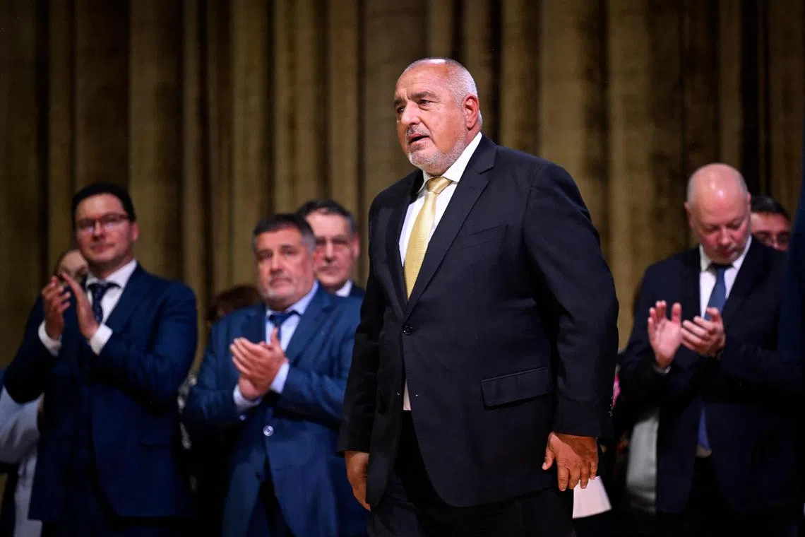 Bulgaria centre-right GERB party head and former prime minister Boyko Borisov attends a pre-election meeting with supporters on Oct 23.