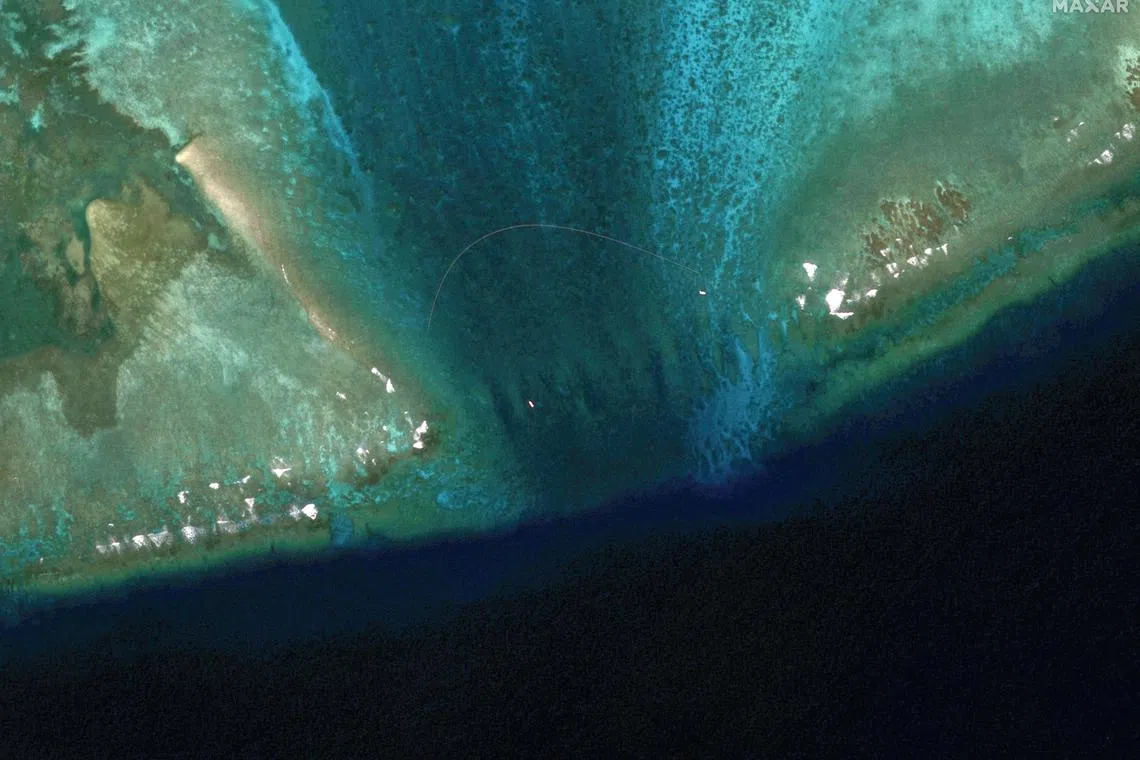 A floating barrier is placed at the entrance of Scarborough Shoal in the South China Sea.