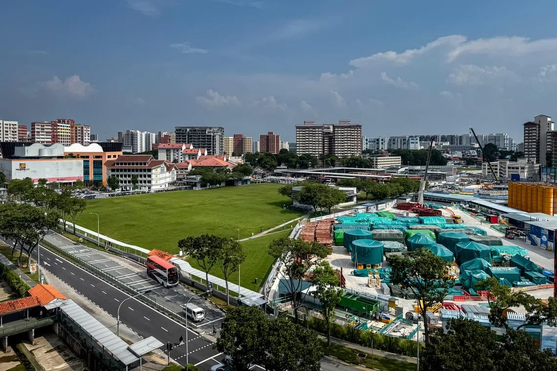 Plot 1 as seen on Oct 29, 2024. 

Plot 1 - Hougang central site where integrated development will be built.

Plot 2 - Housing plot to the south of the hub. 

Plot 3 - Plot currently used for construction of Cross Island Line MRT Station.