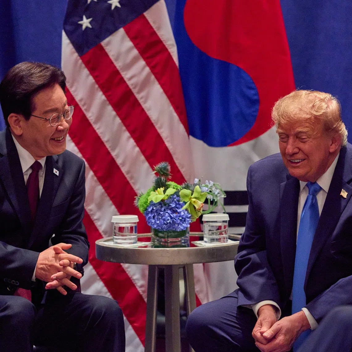South Korean President Lee Jae Myung (left) held a 30-minute meeting with US President Donald Trump on the sidelines of the UN General Assembly in New York.