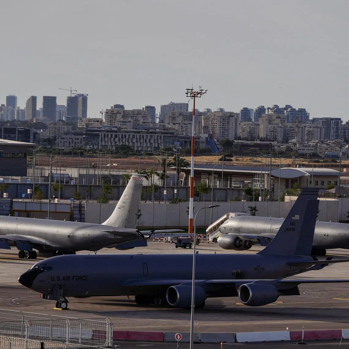 FILE PHOTO: U.S. Air Force tanker aircraft are parked at Ben Gurion International Airport in Lod, near Tel Aviv, Israel, May 19, 2026. REUTERS/ Dedi Hayun/File Photo