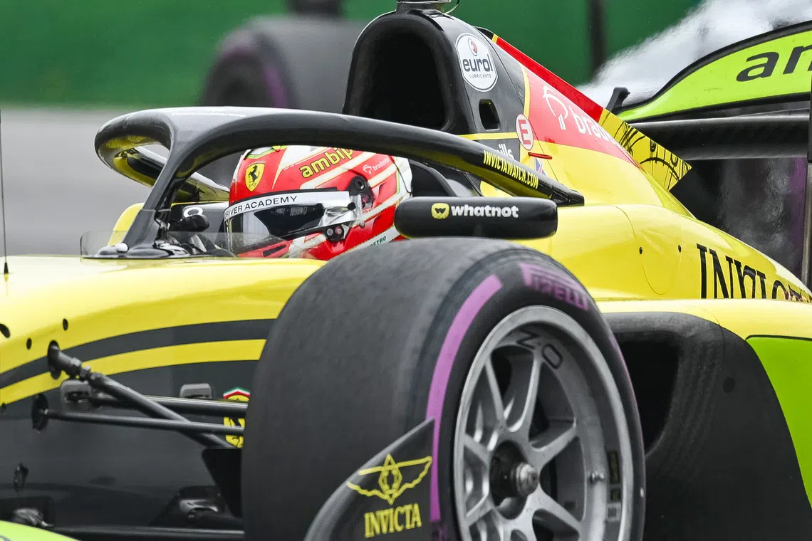 Rafael Camara, a 21-year-old Ferrari Academy driver, leads the Formula 2 standings with two rounds remaining, after win