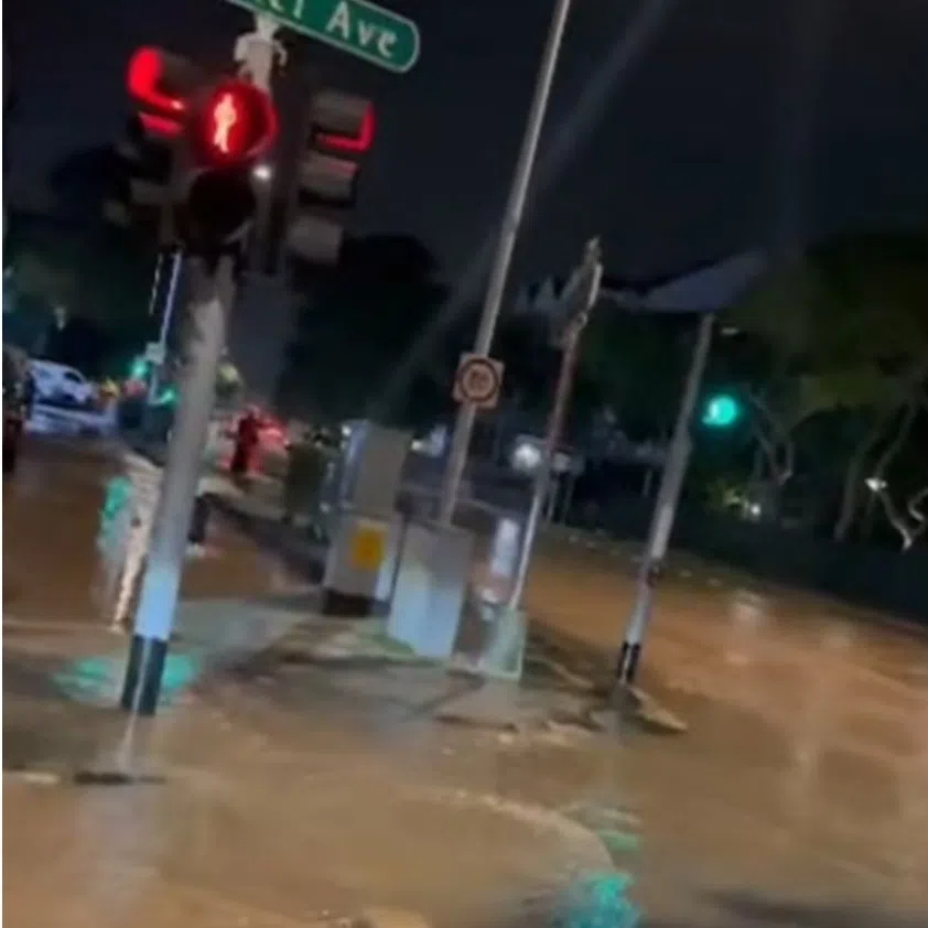 A video posted on TikTok on Oct 12 showed the road being flooded with a brown liquid. 
