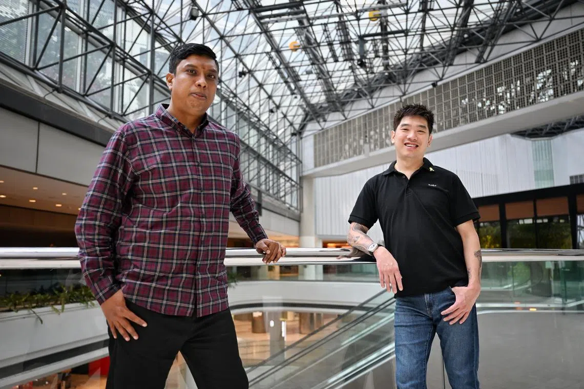 ST20230727_202300486764/ssprison27/Shintaro Tay/Syarafana Shafeeq/

Mr Naresh Kumar, 32, an
equestrian assistant at Riding for the Disabled Association Singapore and Mr Aloysius Ong, 42, senior chef at RE&S (Ichiban Boshi) at the CARE Network Summit 2023 on July 27, 2023. 

At the CARE Network Summit 2023, 27, 400 partners from the aftercare community, corporates and desistor groups came together to foster collaborations, promote best practices, and innovate as a community to create a safer and more inclusive society. 

Strong community support is vital in helping ex-offenders to desist and successfully reintegrate into society. Established in 2000, members and partners of the CARE Network have been assisting ex-offenders, helping them reintegrate into society after leaving prison. Their focus is on giving these individuals a second chance and helping them become productive and responsible members of their families and communities.