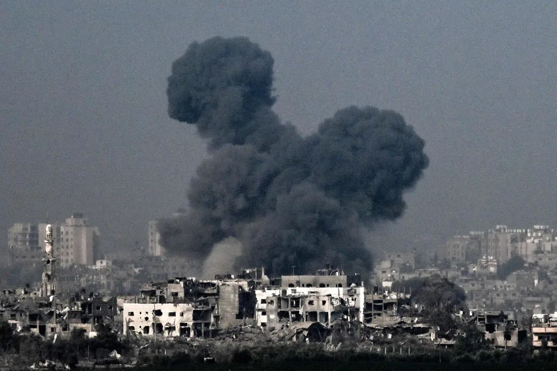 Smoke raising during an Israeli air strike in the northern Gaza Strip, near the southern Israeli city of Sderot, on Oct 28.