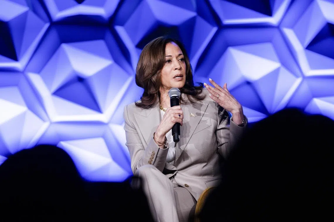 US Vice-President Kamala Harris at an event in Atlanta, June 14, 2024.
