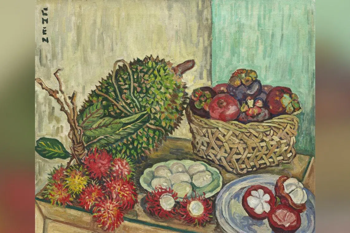Georgette Chen's Still Life With Big Durian (c. 1965) is currently the most expensive painting by a pioneer artist in Singapore to sell at auction. 