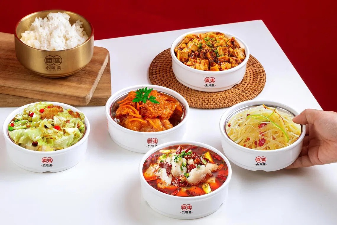 Dishes are individually portioned at Bai Wei Mini Bowl. 