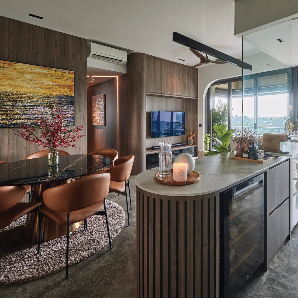 This warm, sunny apartment is rich in texture.