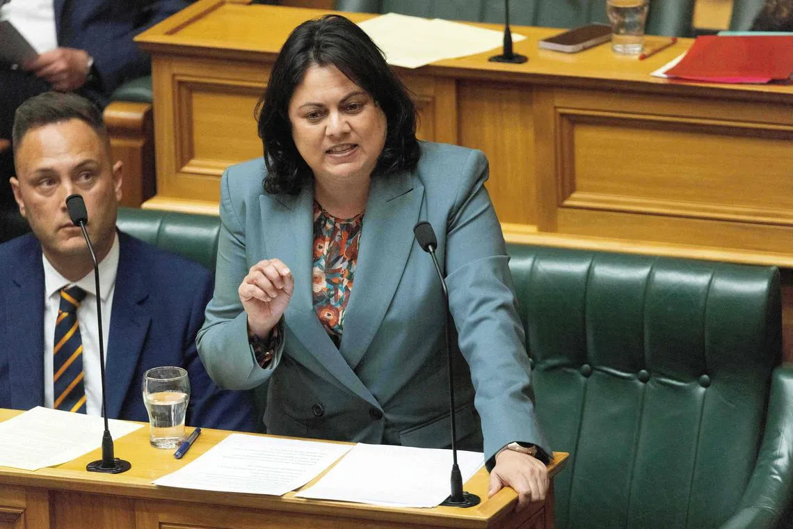 Associate Minister of Health Ayesha Verrall speaks about the smoke-free legislation at its 3rd reading at Parliament in Wellington on Dec 13, 2022.