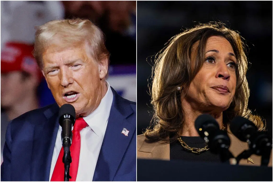 The poll showed former president Donald Trump and Ms Kamala Harris tied across the seven states that could decide the November presidential election.