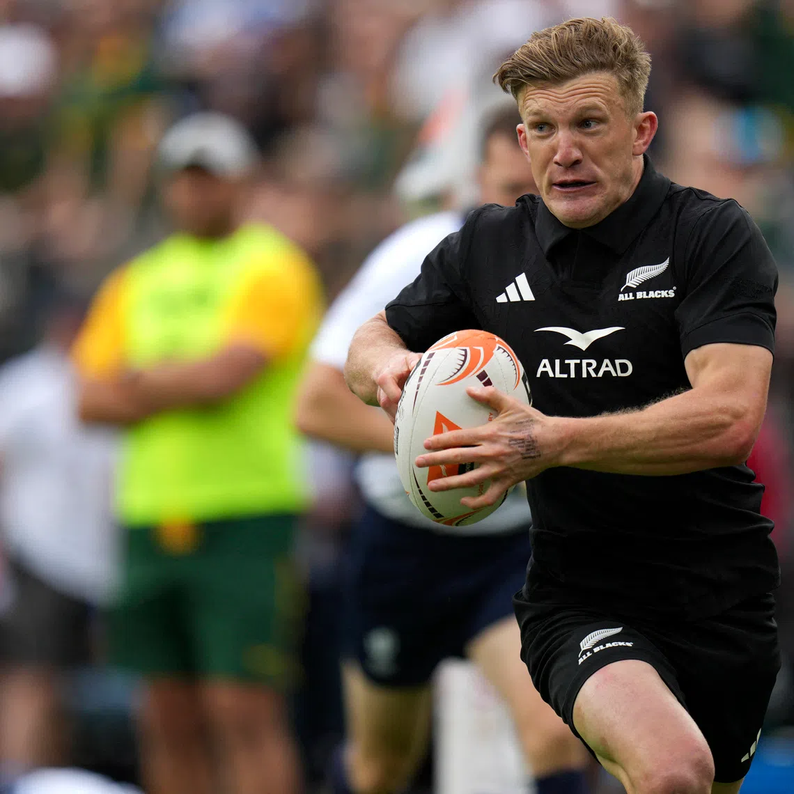 Sep 12, 2026; Baltimore, MD, USA;  New Zealand All Blacks fullback Damian McKenzie (15) runs the ball during the first half of the Rugby's Greatest Rivalry: South Africa Springboks v New Zealand All Blacks at M&amp;T Bank Stadium. Brent Skeen-Imagn Images/File Photo