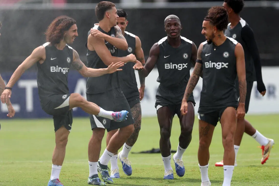 Chelsea players during training at the Club World Cup.