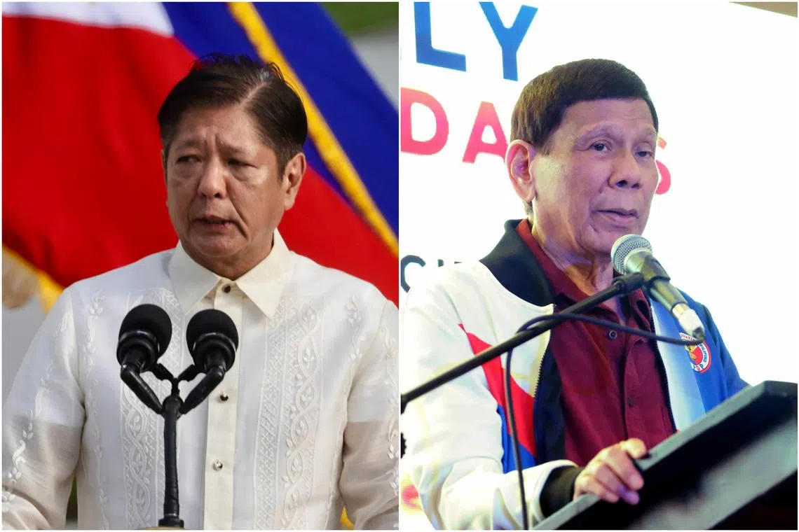 The Philippine midterm polls have become a proxy battle between incumbent President Ferdinand Marcos Jr (left) and his predecessor Rodrigo Duterte.