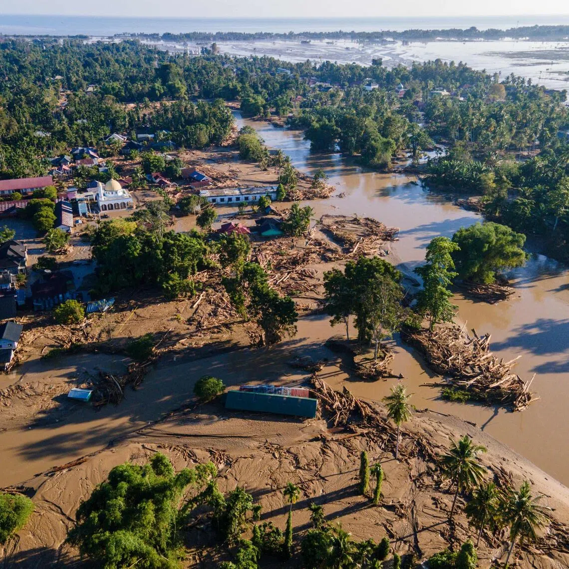 Flood damage in Meureudu, Pidie Jaya district in Indonesia's Aceh province on Nov 30.