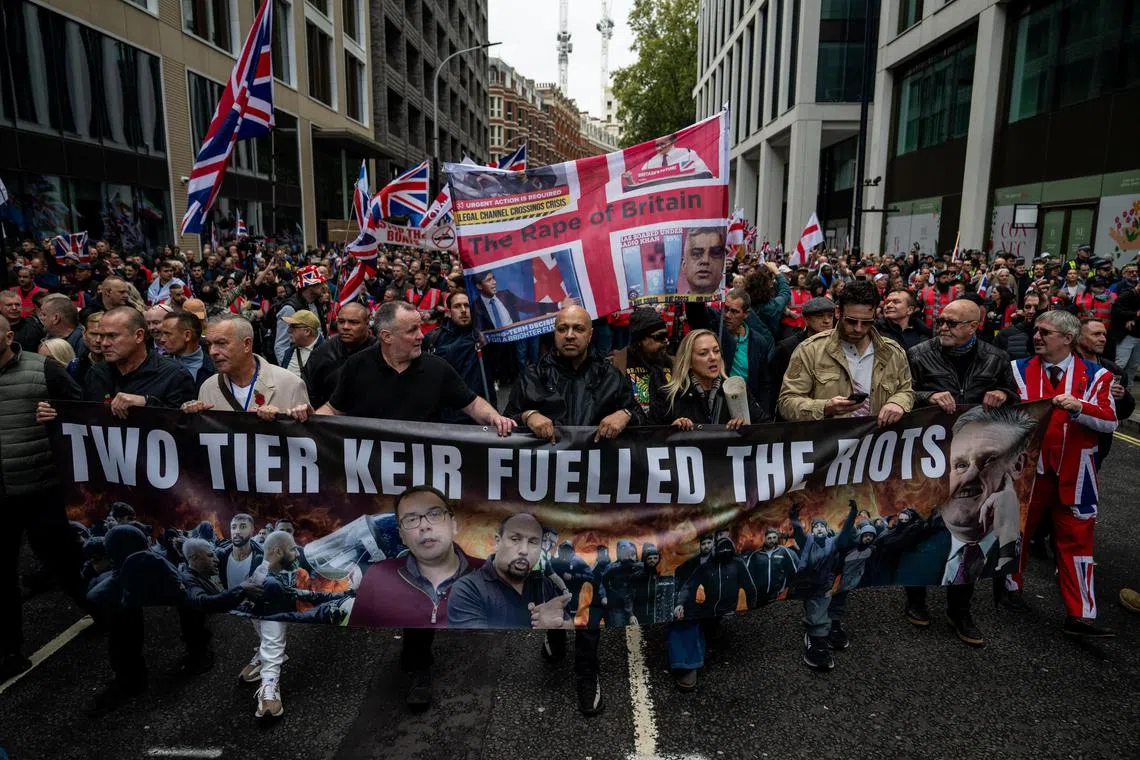 Record levels of immigration is fuelling protests like this rally in London in October 2024.