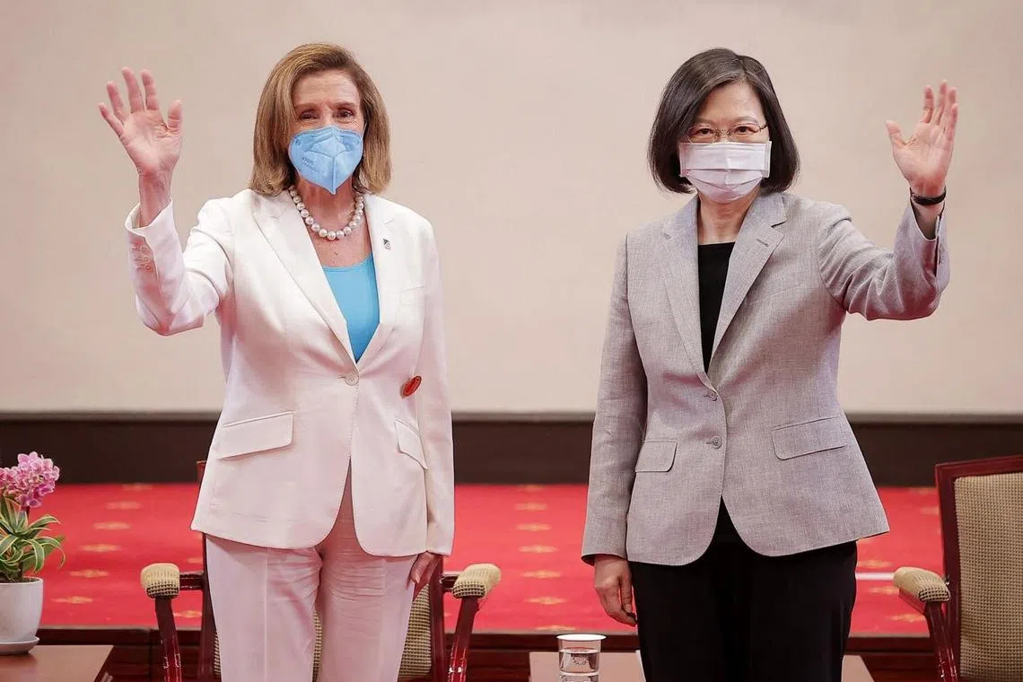US House Speaker Nancy Pelosi with Taiwan's President Tsai Ing-wen in Taipei on Aug 3, 2022.