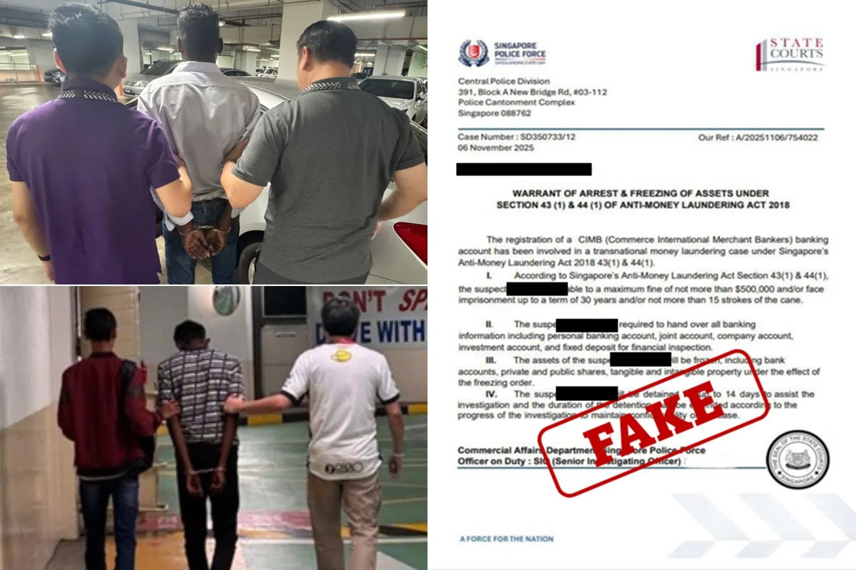 The police said that there has been an increasing trend of Malaysian nationals travelling to Singapore to assist scam syndicates in collecting cash, gold and valuables from scam victims.