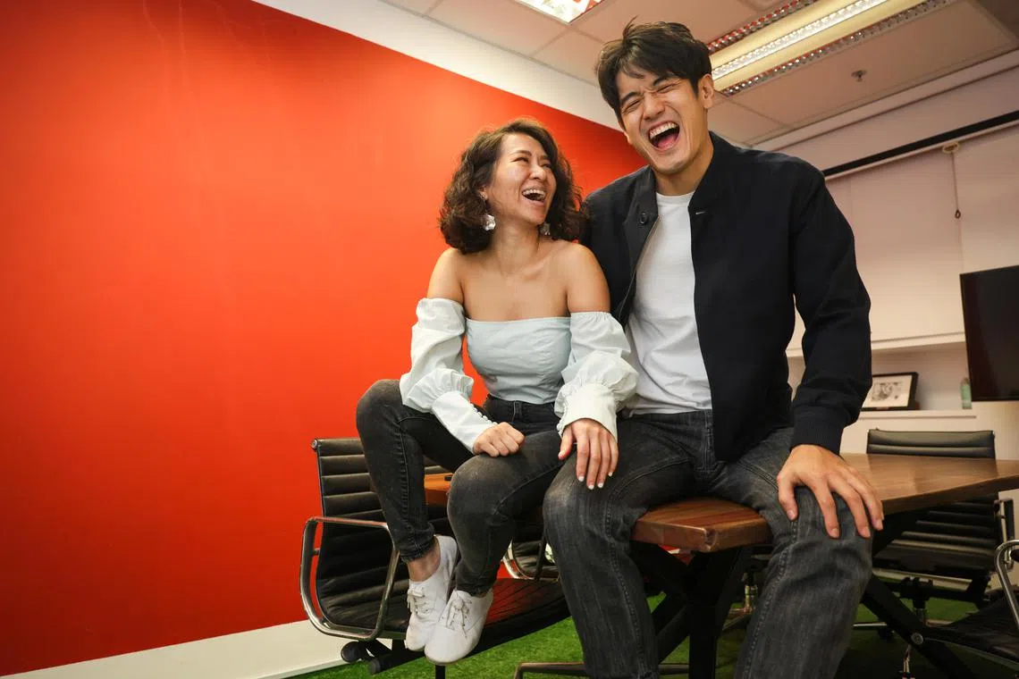 (From left) Singer-songwriters Nathan Hartono and Inch Chua long-time friends who play lovers in Singapore Repertory Theatre's upcoming musical The Last Five Years, which opens on Feb 12. 
