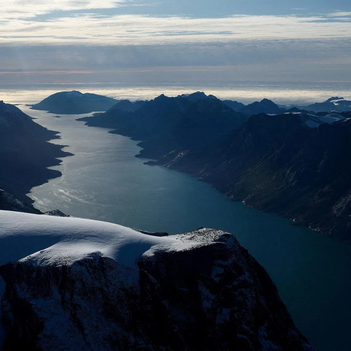 FILE PHOTO: An aerial view shows a fjord in western Greenland, September 16, 2025. REUTERS/Guglielmo Mangiapane/File Photo