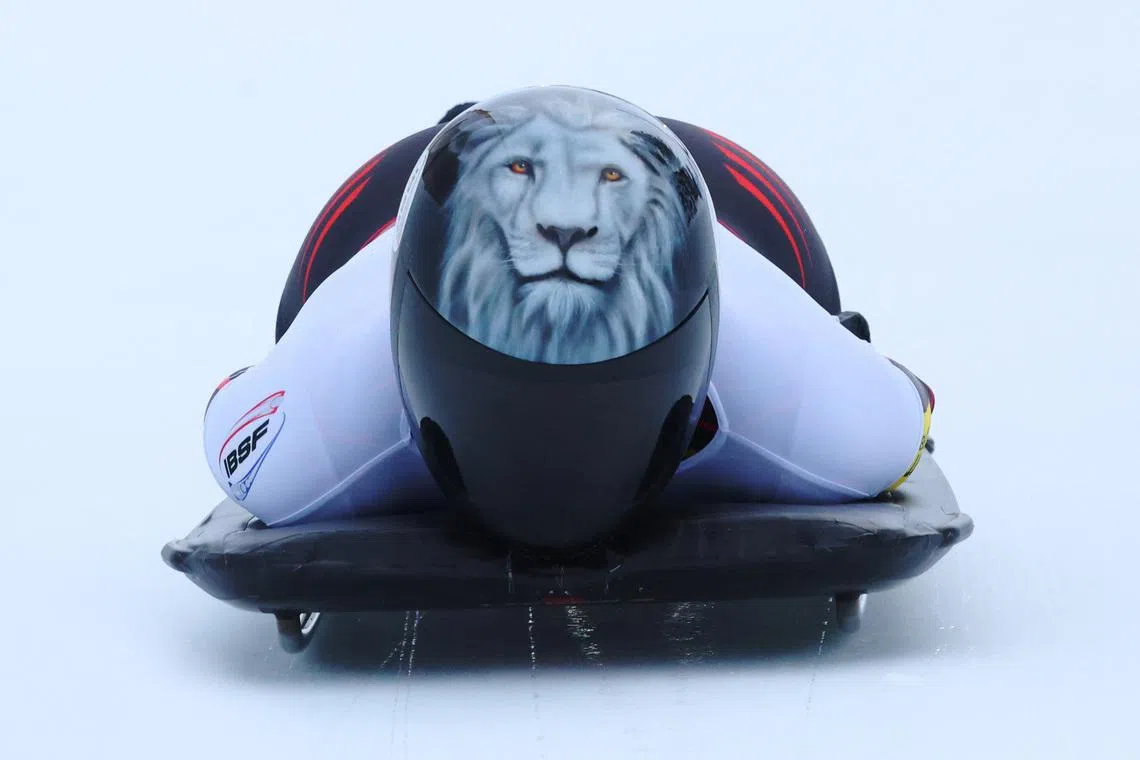 Bobsleigh and Skeleton - IBSF World Championships - St. Moritz-Celerina Olympia Bobrun track, St. Moritz, Switzerland - January 9, 2026 Belgium's Kim Meylemans in action during women's skeleton heat 1. REUTERS/Denis Balibouse