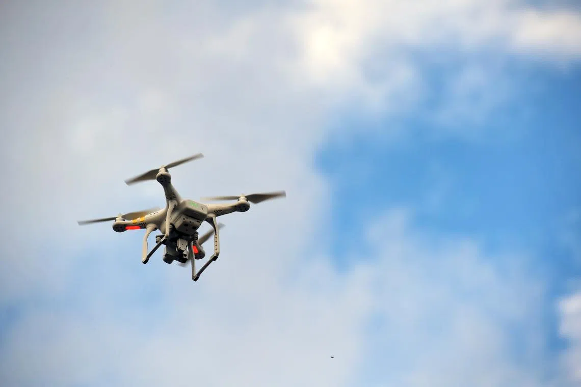 A drone in flight near the Padang on 16 July 2017.