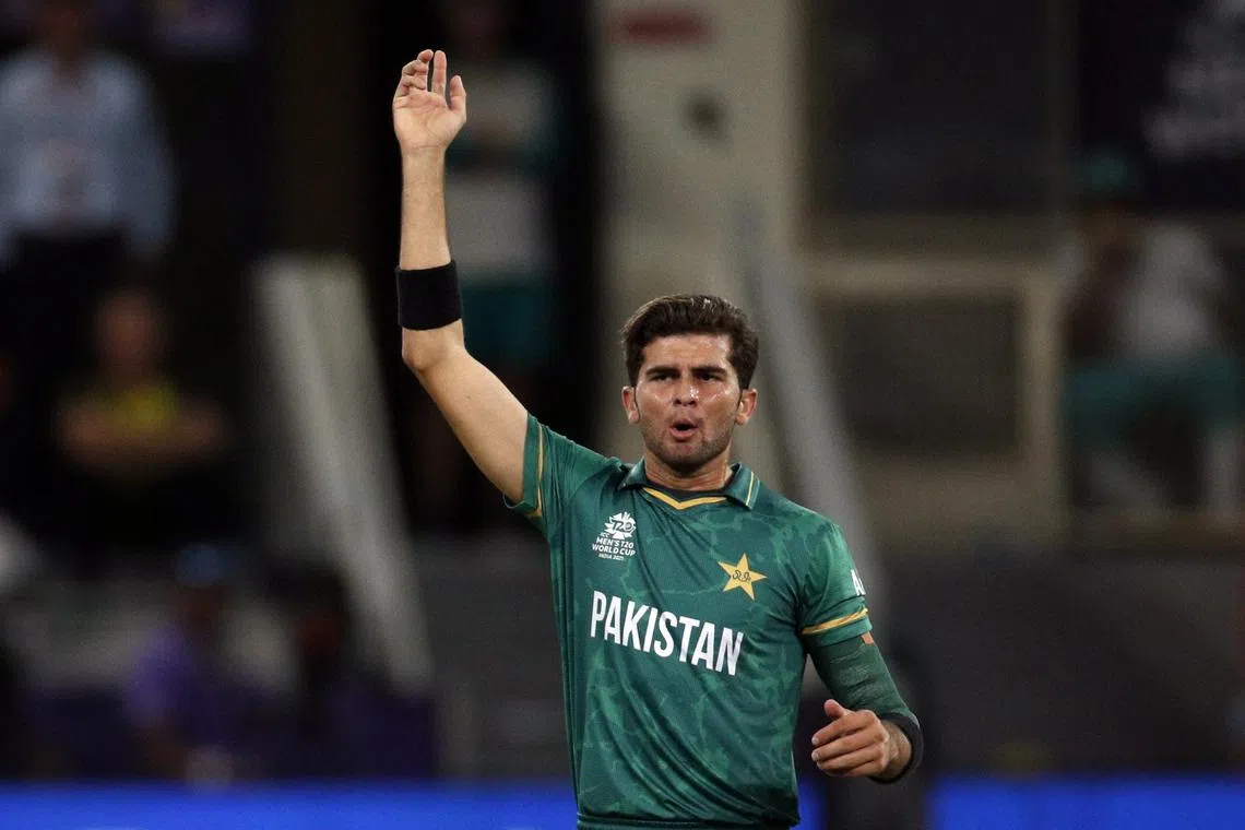 FILE PHOTO: Cricket - ICC Men's T20 World Cup - Super 12 - Semi-Final - Pakistan v Australia - Dubai International Cricket Stadium, Dubai, United Arab Emirates - November 11, 2021 Pakistan's Shaheen Shah Afridi reacts REUTERS/Hamad I Mohammed/ File Photo