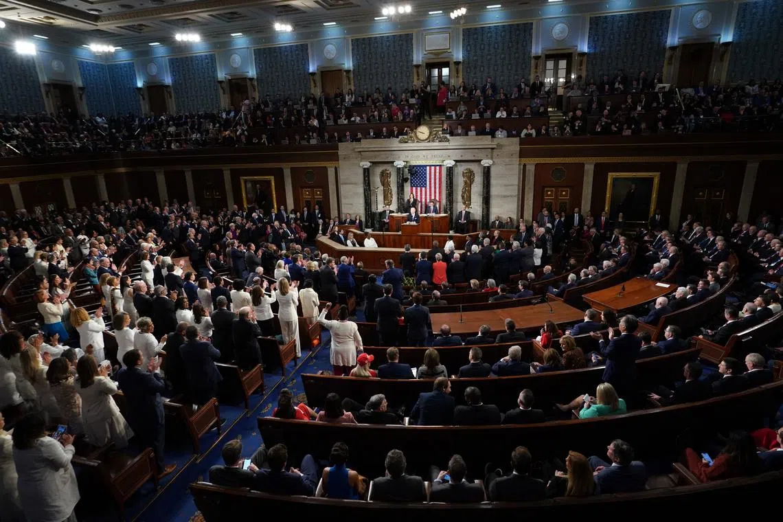 U.S. President Joe Biden delivers the State of the Union address at the U.S. Capitol in Washington, D.C., March 7,  2024. REUTERS/Kevin Lamarque