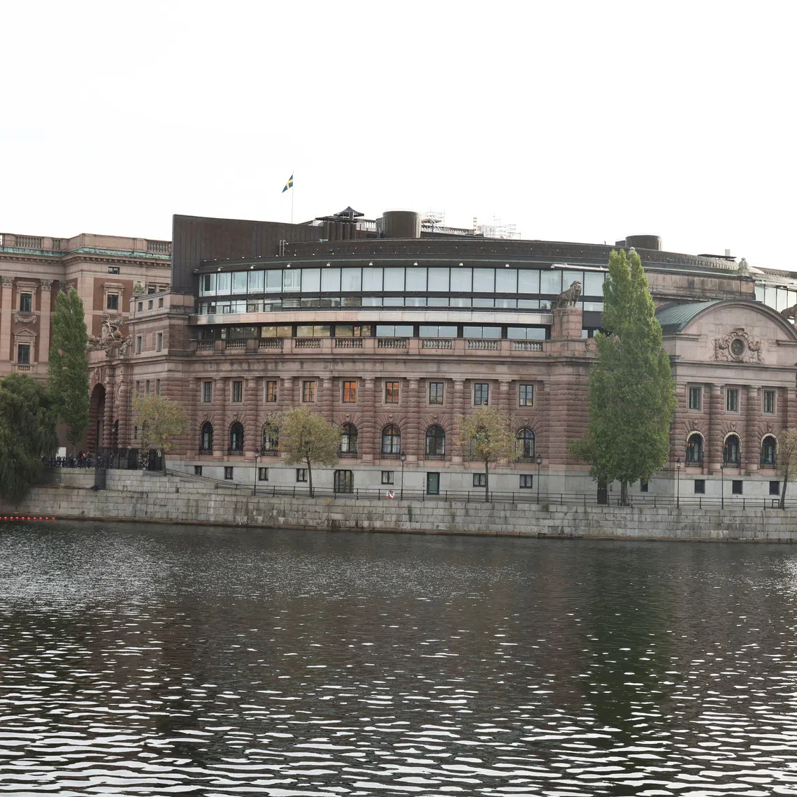A general view shows the exterior of Sweden’s parliament in Stockholm, Sweden, October 15, 2026. REUTERS/Tom Little
