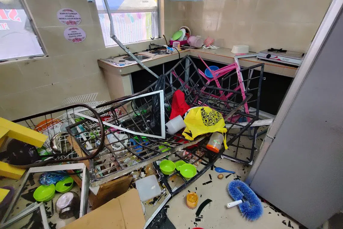 The elephants damaged the windows and grilles of classrooms and a kitchen.