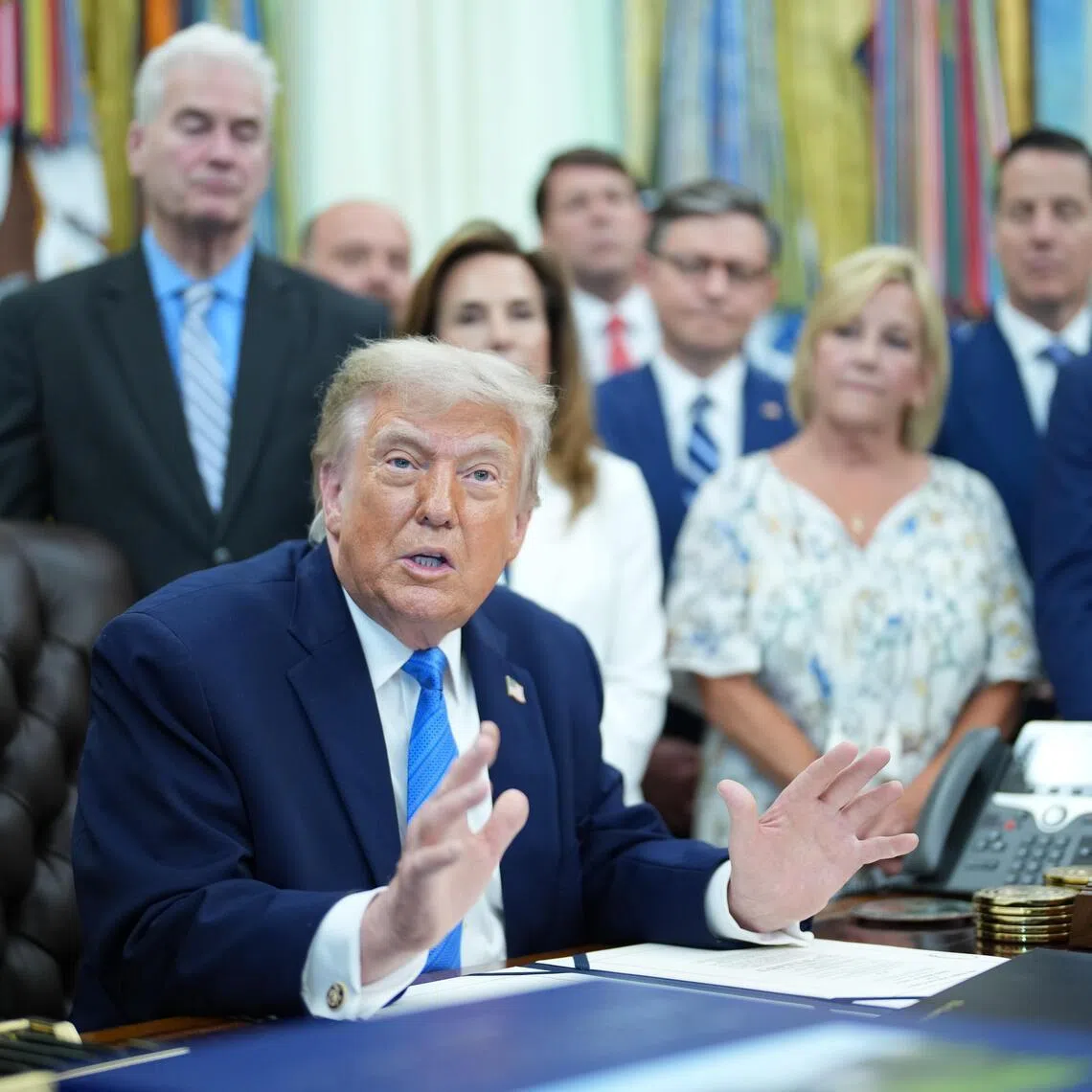 US President Donald Trump speaking to the media in the Oval Office of the White House on June 10.