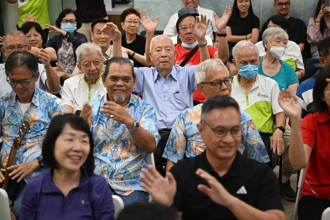 Senior citizens participate in a mass exercise at Esther Active Ageing Centre. Singapore is preparing for a super-aged society by 2030.