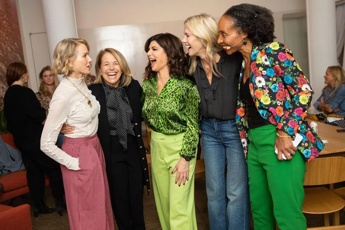 (From left) Actress Naomi Watts, newscasters Katie Couric and Tamsen Fadal, The Swell CEO Alisa Volkman and creativity strategist Natalie Nixon at a menopause symposium in October 2022. Venture capitalists and more have converged on the new frontier in women’