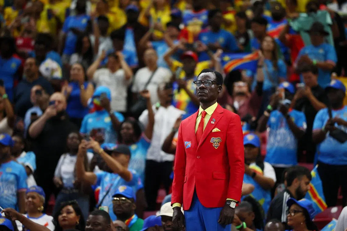 Soccer Football - FIFA World Cup 2026 - Group K - Colombia v DR Congo - Estadio Guadalajara, Guadalajara, Mexico - June 23, 2026 DR Congo fan Michel Nkuka Mboladinga, also known as Lumumba Vea in the stands before the match REUTERS/Eloisa Sanchez