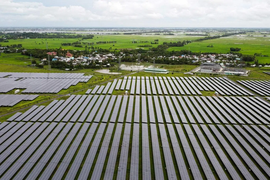Solar panels at Sao Mai solar energy plant in An Giang province, Vietnam . (Photo by AFP)